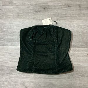 a new day Dark Green Velvet Strapless Bustier